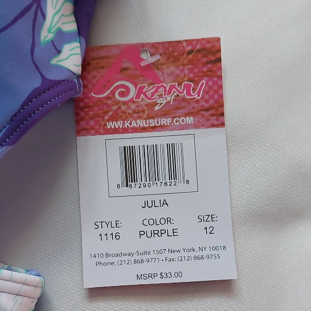 Kanu Surf Julia‎ Girls Bikini Purple Floral Size 12